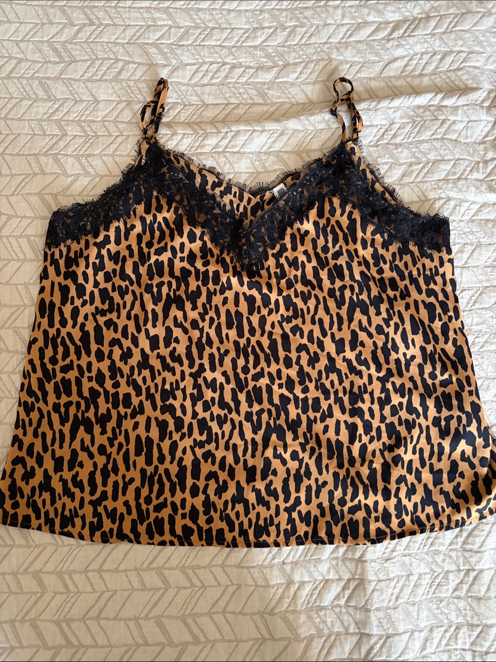 BP Brass Plum Nordst Women's Leopard Print Lace Trim Cami Tank Top - XL